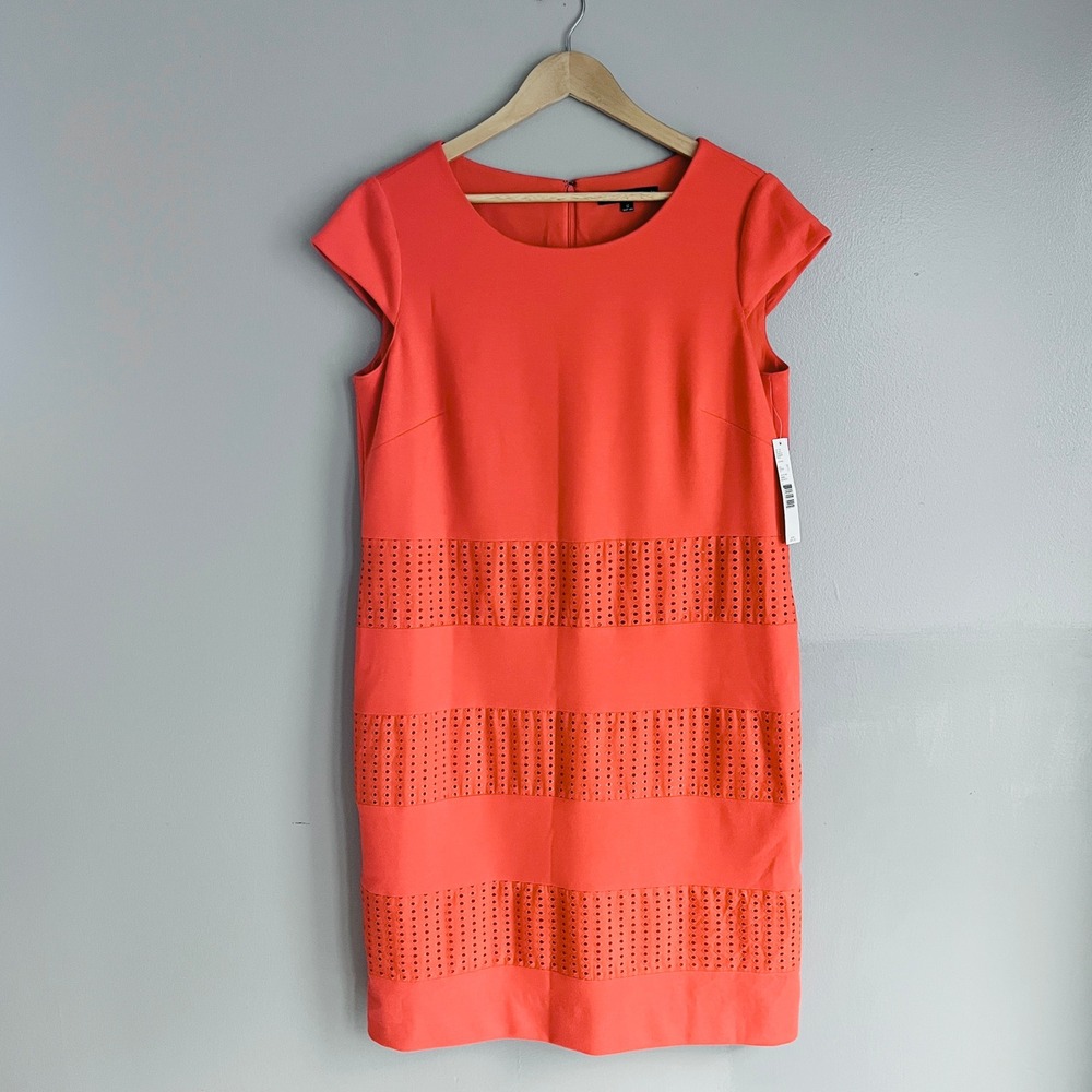 Preston & York Adrianna Dress Cayenne Orange Eyelet Sheath Womens 12 NWT